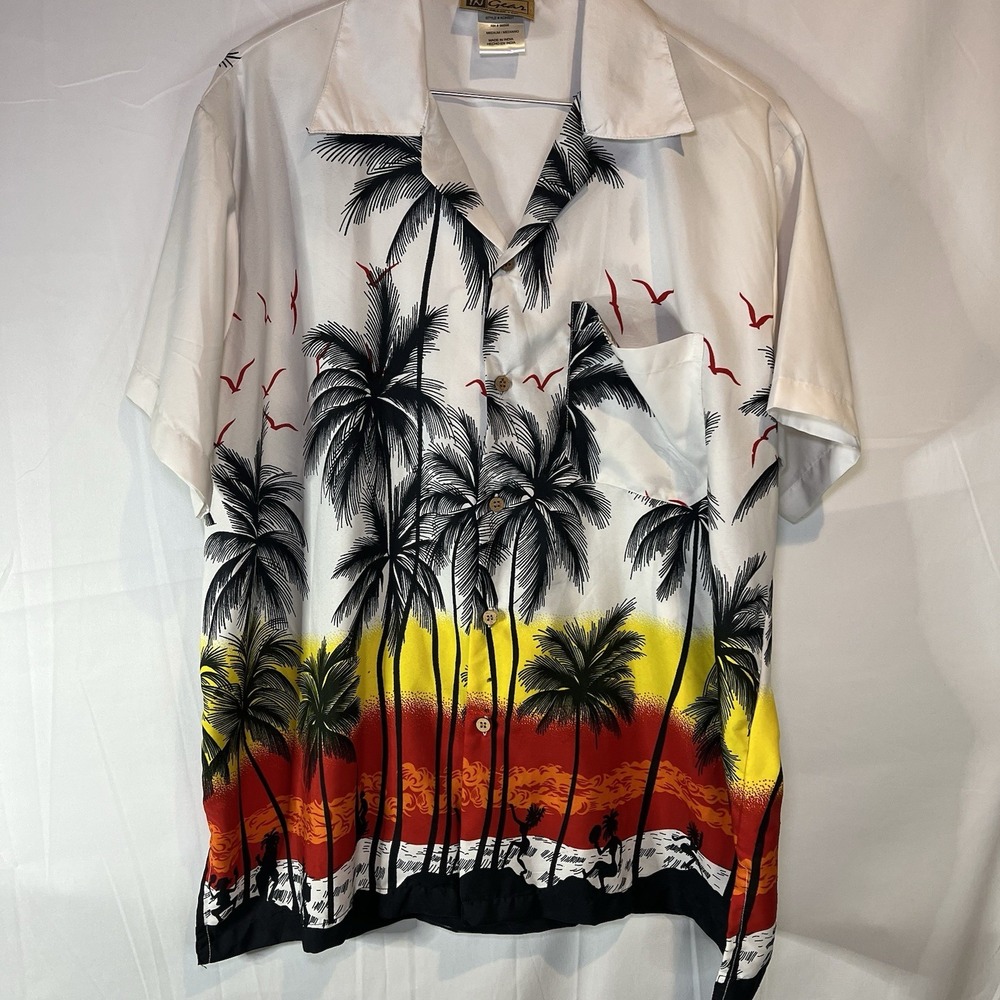 InGear Hawaiian Aloha‎ Shirt Mens Medium Button Up Short Sleeve Sunset Casual M